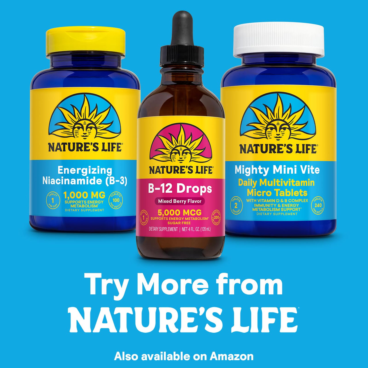 Nature's Life B12 Drops 5000 mcg - Vitamin B12 Methylcobalamin - Liquid B12 Supplement for Energy Metabolism, Nerve Function and Red Blood Cell Support Natural Mixed Berry, Sugar Free (200 Serv, 4oz)