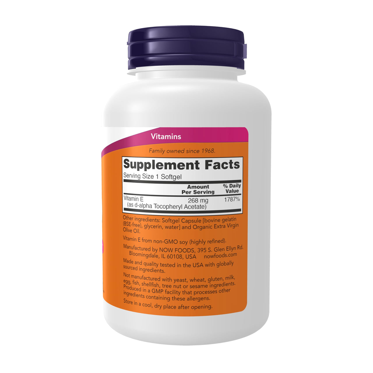 NOW Foods Supplements, Vitamin E-400 IU, D-Alpha Tocopheryl, Antioxidant Protection*, 250 Softgels