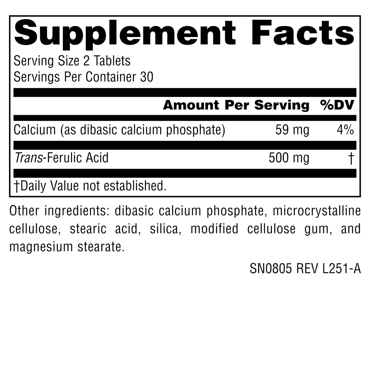 Source Naturals Athletic Series, Trans-Ferulic Acid, Antioxidant Support* - 250mg -60 Tablets