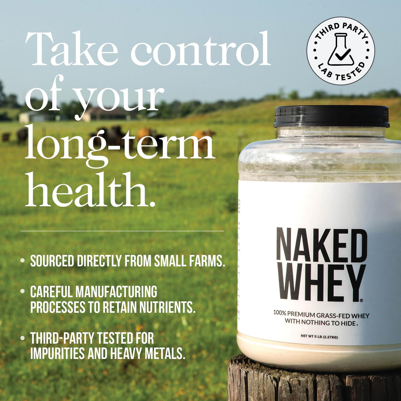 NAKED Vanilla Whey Protein Powder 1LB (12 Servings) Pure Micronized Creatine Monohydrate 500g (100 Servings) – Grass-Fed; Bulk; Non-GMO; Gluten Free; Soy Free