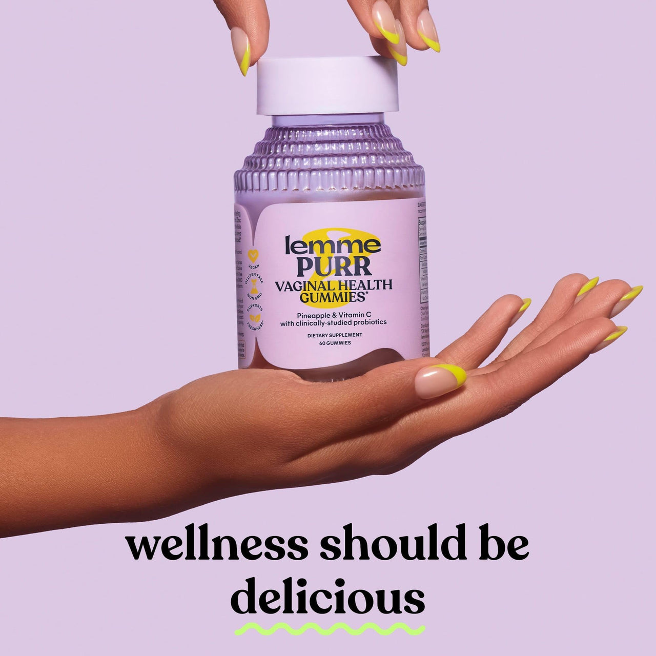 Lemme Purr Vaginal Probiotic Gummies for Women - Balanced pH, Healthy Odor, Yeast Balance & Flora Support + Vitamin C for Immune Health - Tasty Pineapple (60 Count) (Pack of 2)