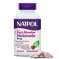 Thumbnail for Natrol Melatonin 5mg Fast Dissolve Tablets, Sleep Support Supplements for Adults, Strawberry Flavor, 150 Tablets, Up to 150 Day Supply