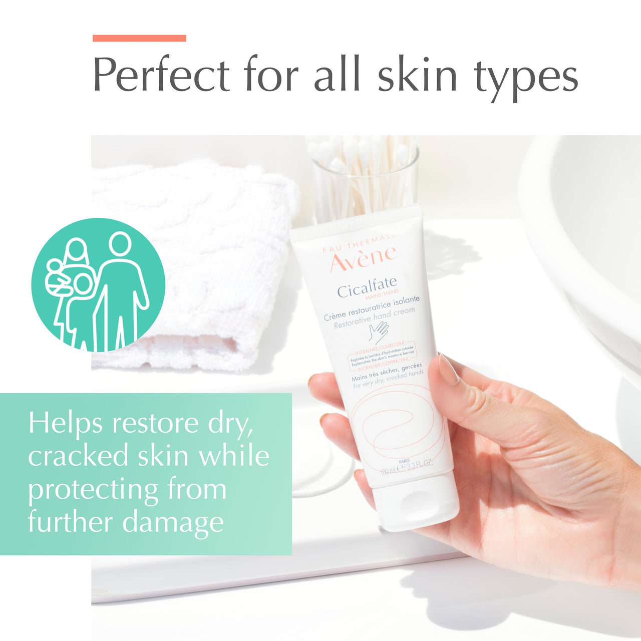 Avène Cicalfate Hand Cream, Intense Nourishing Lotion for Dry Cracked Hands, 3.3 Oz