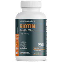 Thumbnail for Bronson Biotin 10,000mcg, Supports Healthy Hair, Skin and Nails, Vegetarian, Non-GMO, 150 Tablets