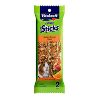Thumbnail for Vitakraft Crunch Sticks Guinea Pig Treat - Apple and Orange Flavor – Triple Baked for Extra Crunch – Natural Wood Chew Center with Cage Clip Holder – Added Vitamins and Minerals – 2 Sticks - 3.5 Oz