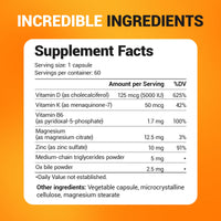 Thumbnail for Dr. Berg D3 K2 Vitamin 5000 IU w/MCT Powder - Includes 50 mcg MK7 Vitamin K2, Purified Bile Salts, Zinc & Magnesium for Ultimate Absorption - K2 D3 Vitamin Supplement - 60 Capsules