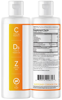 Thumbnail for Codeage Liquid Vitamin C 1000mg, Vitamins D3, E & Zinc, Rose Hips, Quercetin, Echinacea, Vegan Liposomal Vitamin C Supplement, Non-GMO - 2 Pack
