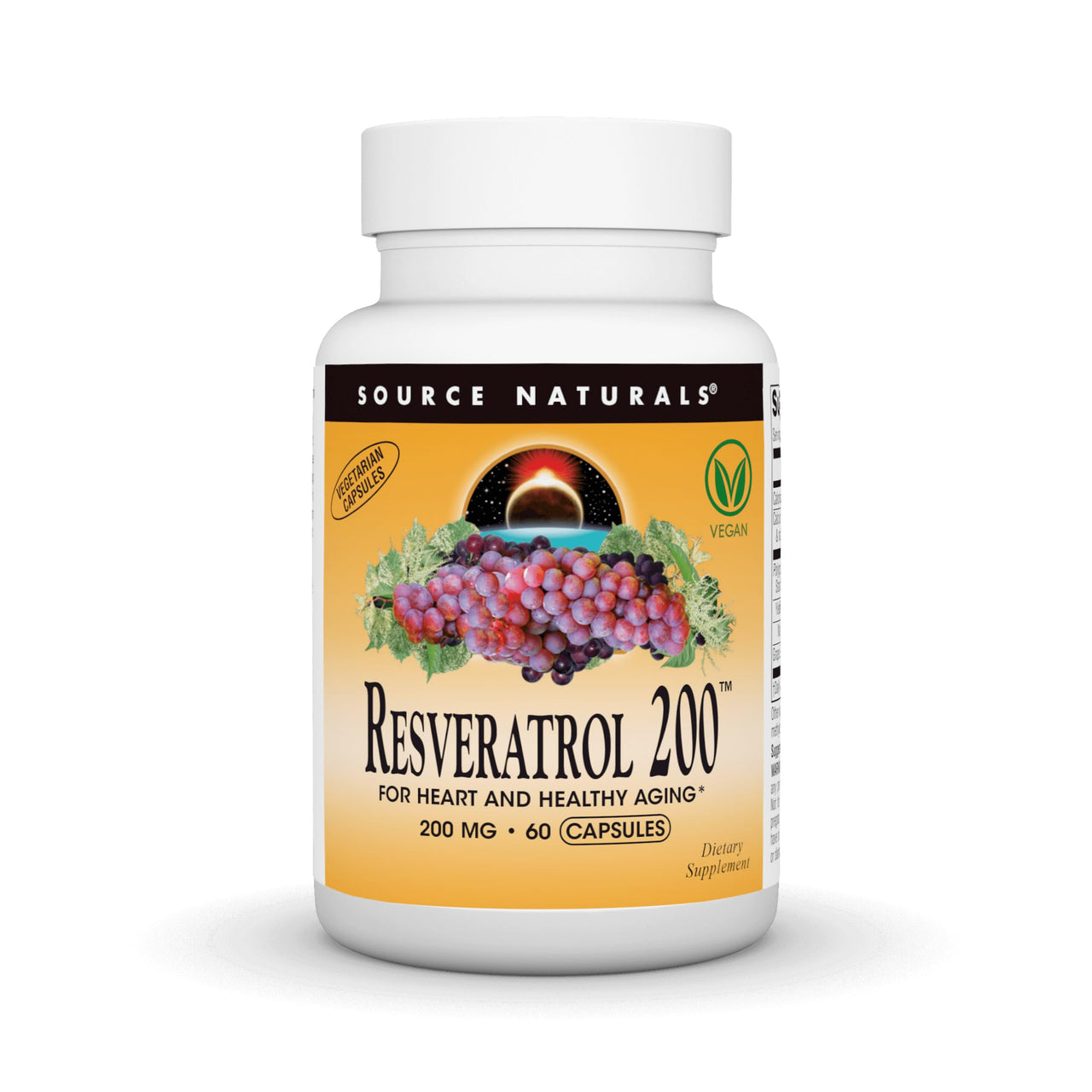 Source Naturals Resveratrol, for Heart and Healthy Aging* - 200 mg- 60 Vegan Capsules