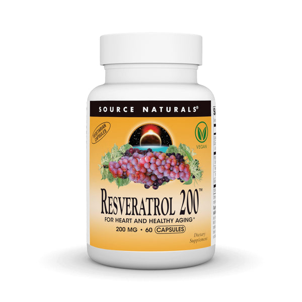 Source Naturals Resveratrol, for Heart and Healthy Aging* - 200 mg- 60 Vegan Capsules