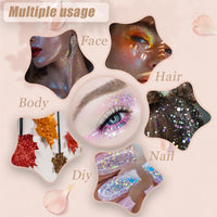 Thumbnail for Face Body Glitter, Hair Glitter Sparkles Chunky Face Glitter Gel for Girls Makeup Singer Concerts Mermaid Festival Sequins Face Paint (White+Silver+Pink+Gold+Blue)