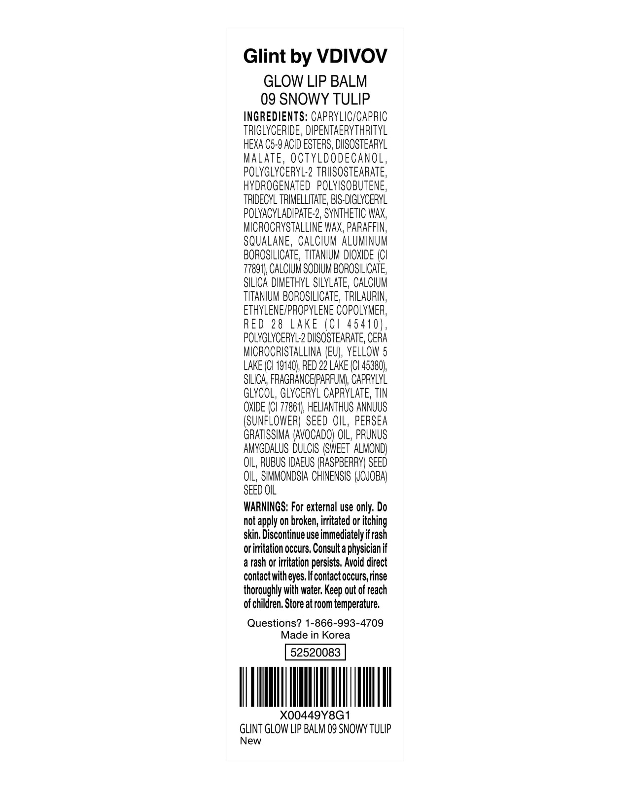 Glint Glow Lip Balm (Snowy Tulip, 0.1oz) - Moisturizing Stain Lipstick with Shine for Natural Lips, Tinted Treatment. Luxurious Korean Skin Care Makeup. Chapped, Dry, Cracked