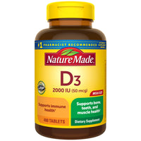Thumbnail for Nature Made Vitamin D3 2000 IU (50 mcg), Vitamin D Supplement for Bone, Teeth, Muscle and Immune Health Support, 400 Tablets, 400 Day Supply