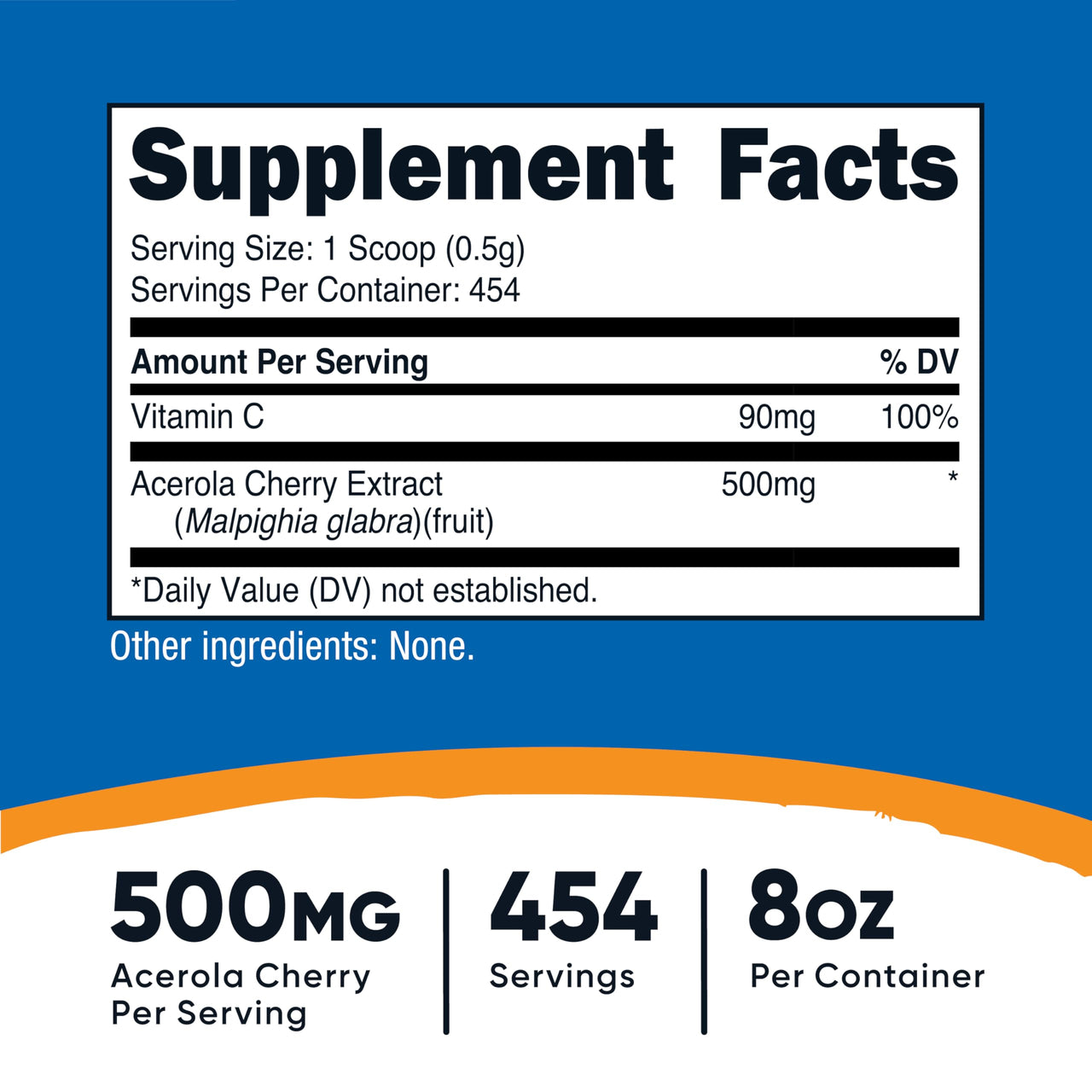 Nutricost Natural Vitamin C - Acerola Cherry Powder 0.5 LB - Gluten Free & Non-GMO