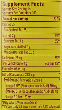 Thumbnail for Burp-Less Fish Oil 1200 mg, 200 Softgels, Fish Oil Omega 3 Supplement For Heart Health