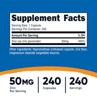 Thumbnail for Nutricost Zinc Gluconate 240 Vegetarian Capsules (50mg) - Gluten Free and Non-GMO