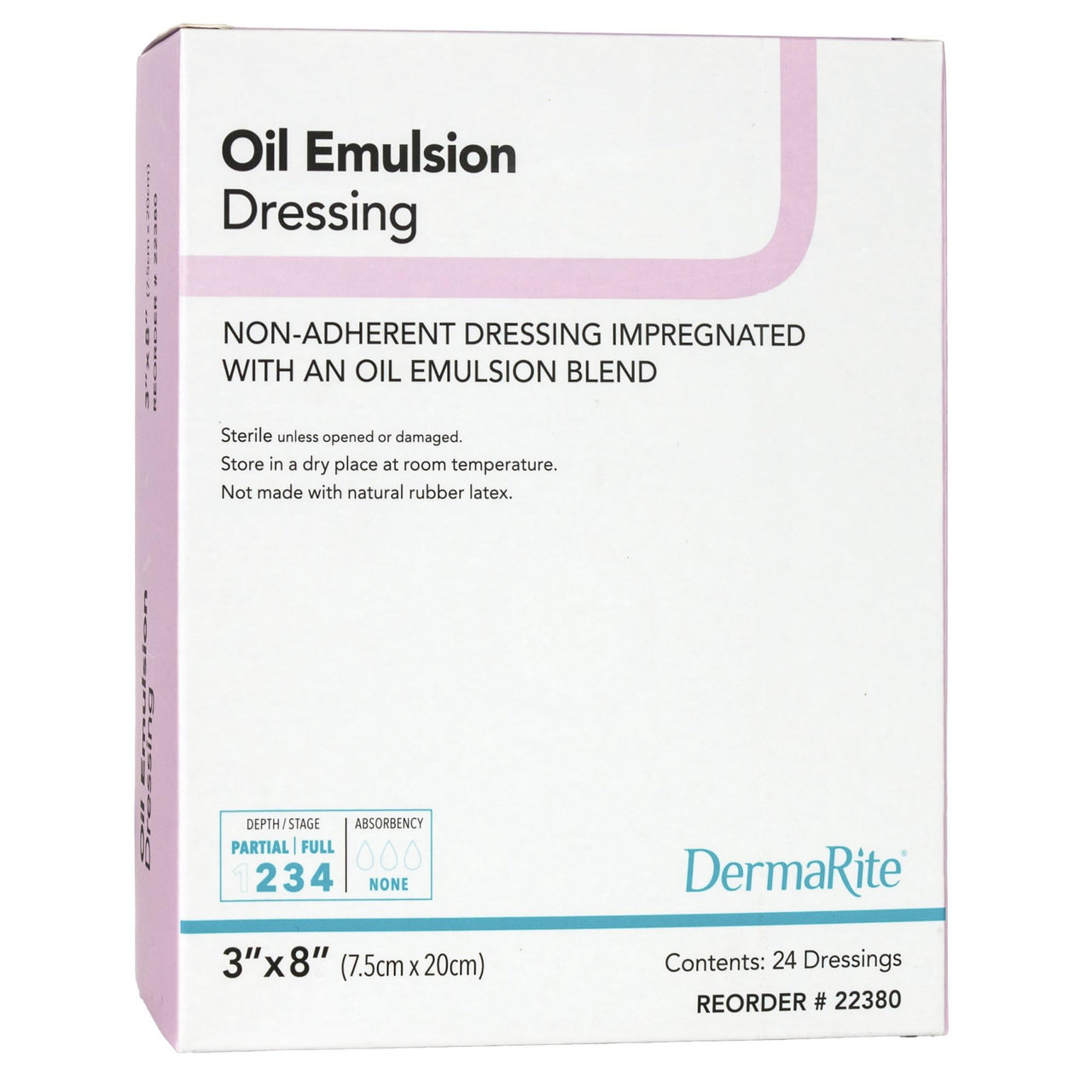 DermaRite's Oil Emulsion Impregnated Dressing - Non-Adherent Gauze Mesh for Wound Care, No Natural Rubber Latex, Sterile - 3 in. x 8 in., 1 Count, 24 Packs, 24 Total