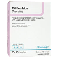 Thumbnail for DermaRite's Oil Emulsion Impregnated Dressing - Non-Adherent Gauze Mesh for Wound Care, No Natural Rubber Latex, Sterile - 3 in. x 8 in., 1 Count, 24 Packs, 24 Total