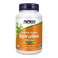 Thumbnail for NOW Foods Supplements, Organic Spirulina 500 mg with Vitamins, Minerals and GLA (Gamma-Linolenic Acid), 200 Tablets