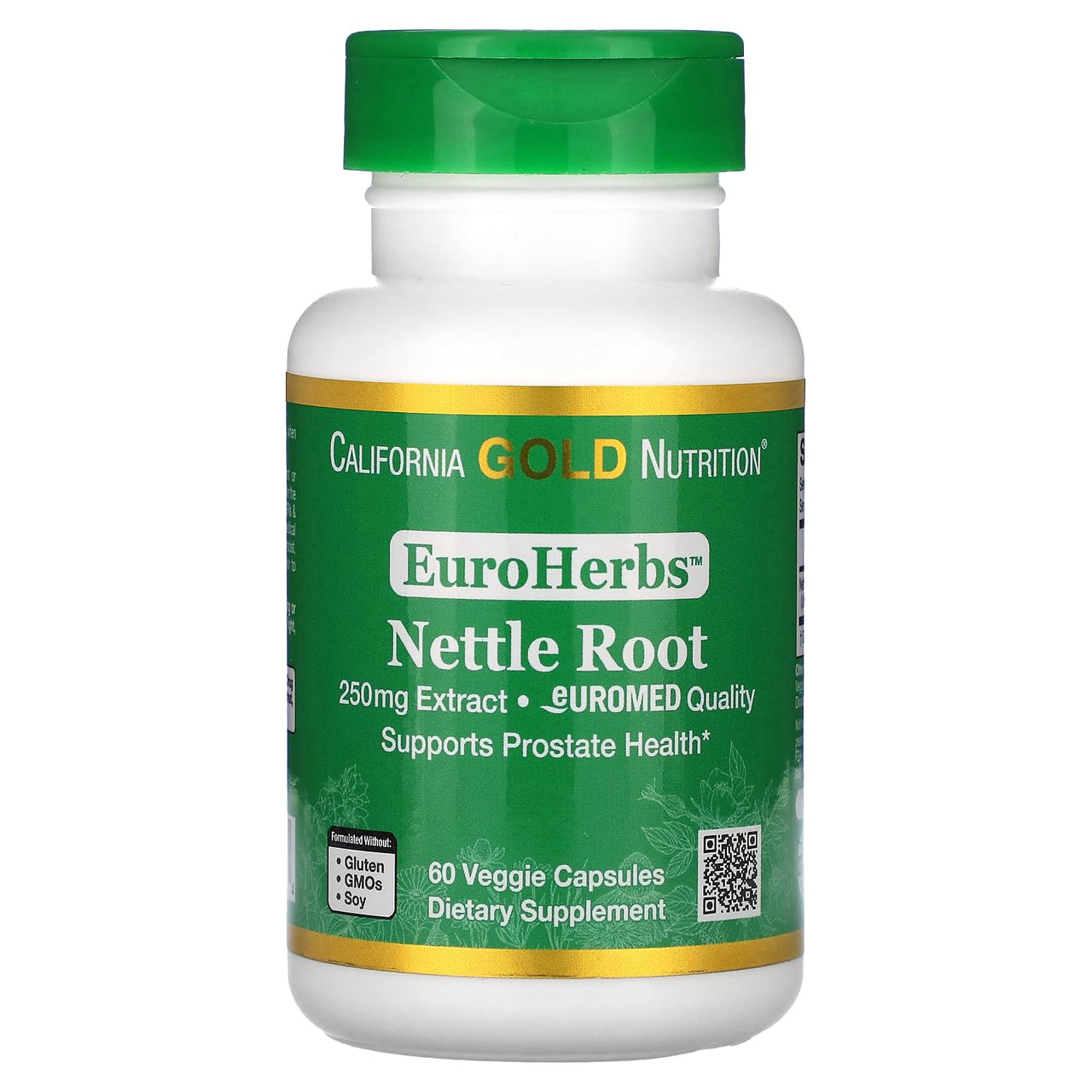 California Gold Nutrition EuroHerbs, Nettle Root Extract, Euromed Quality, 250 mg, 60 Veggie Capsules