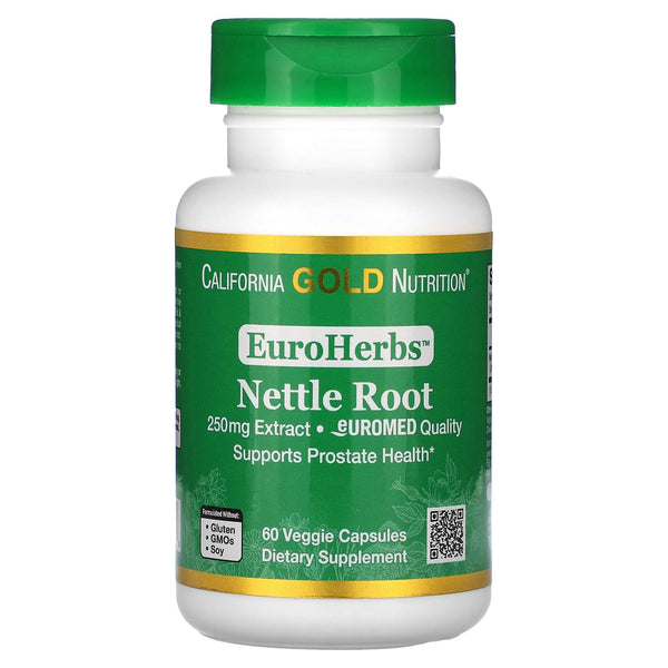 California Gold Nutrition EuroHerbs, Nettle Root Extract, Euromed Quality, 250 mg, 60 Veggie Capsules