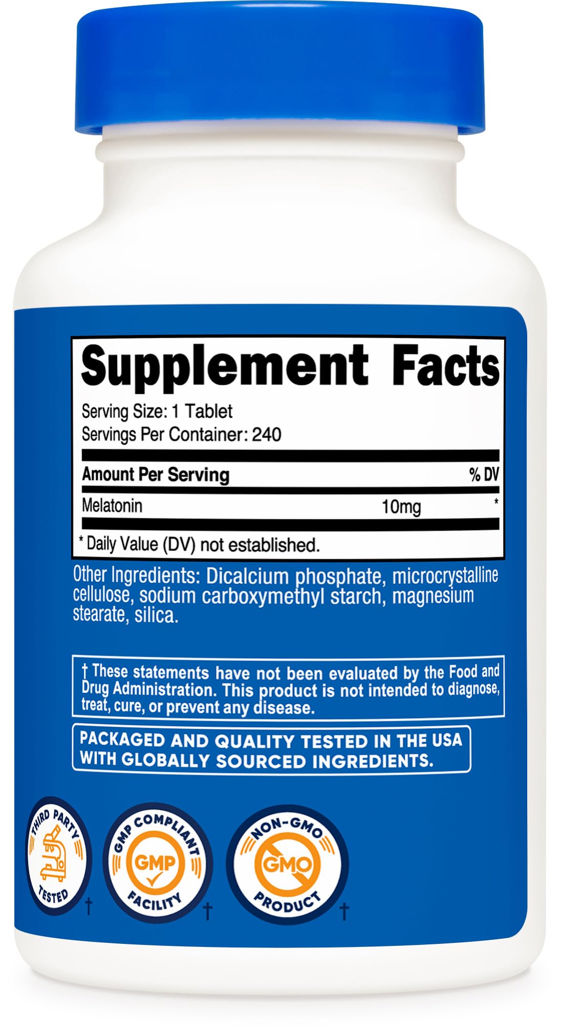 Nutricost Melatonin 10mg, 240 Tablets - 10mg Per Serving, Non-GMO, Gluten Free