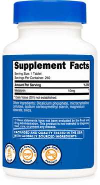 Thumbnail for Nutricost Melatonin 10mg, 240 Tablets - 10mg Per Serving, Non-GMO, Gluten Free