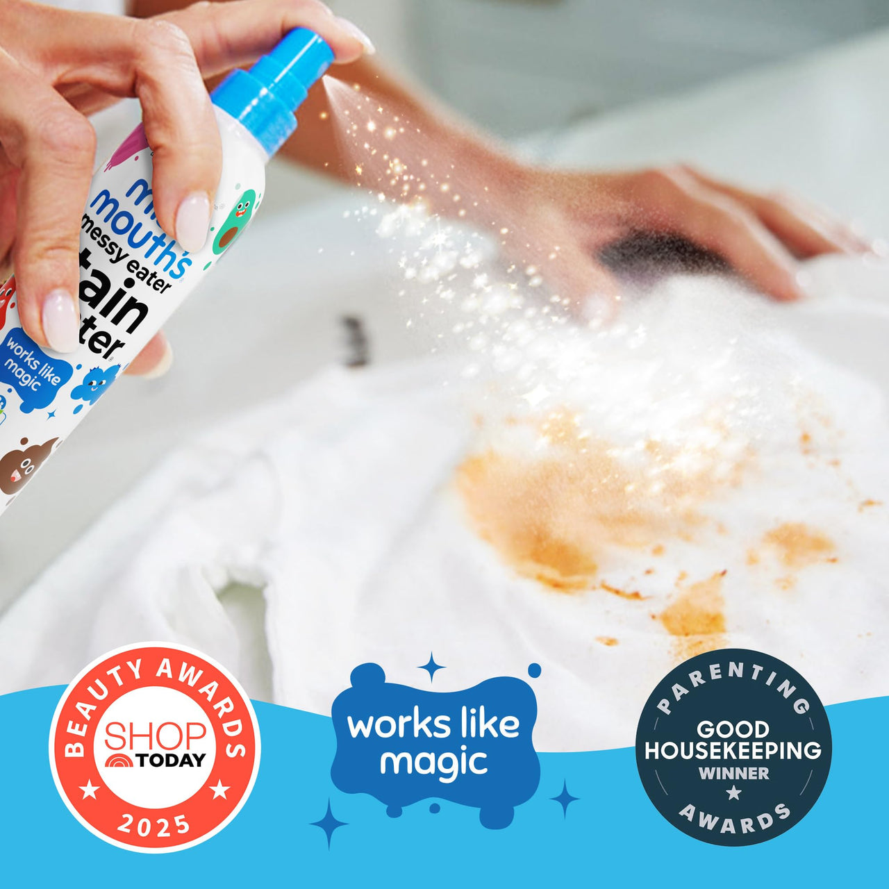 Miss Mouth's Messy Eater Stain Treater Spray - 4oz 3 Pack Stain Remover - Newborn & Baby Essentials - No Dry Cleaning Food, Grease, Coffee Off Laundry, Underwear, Fabric