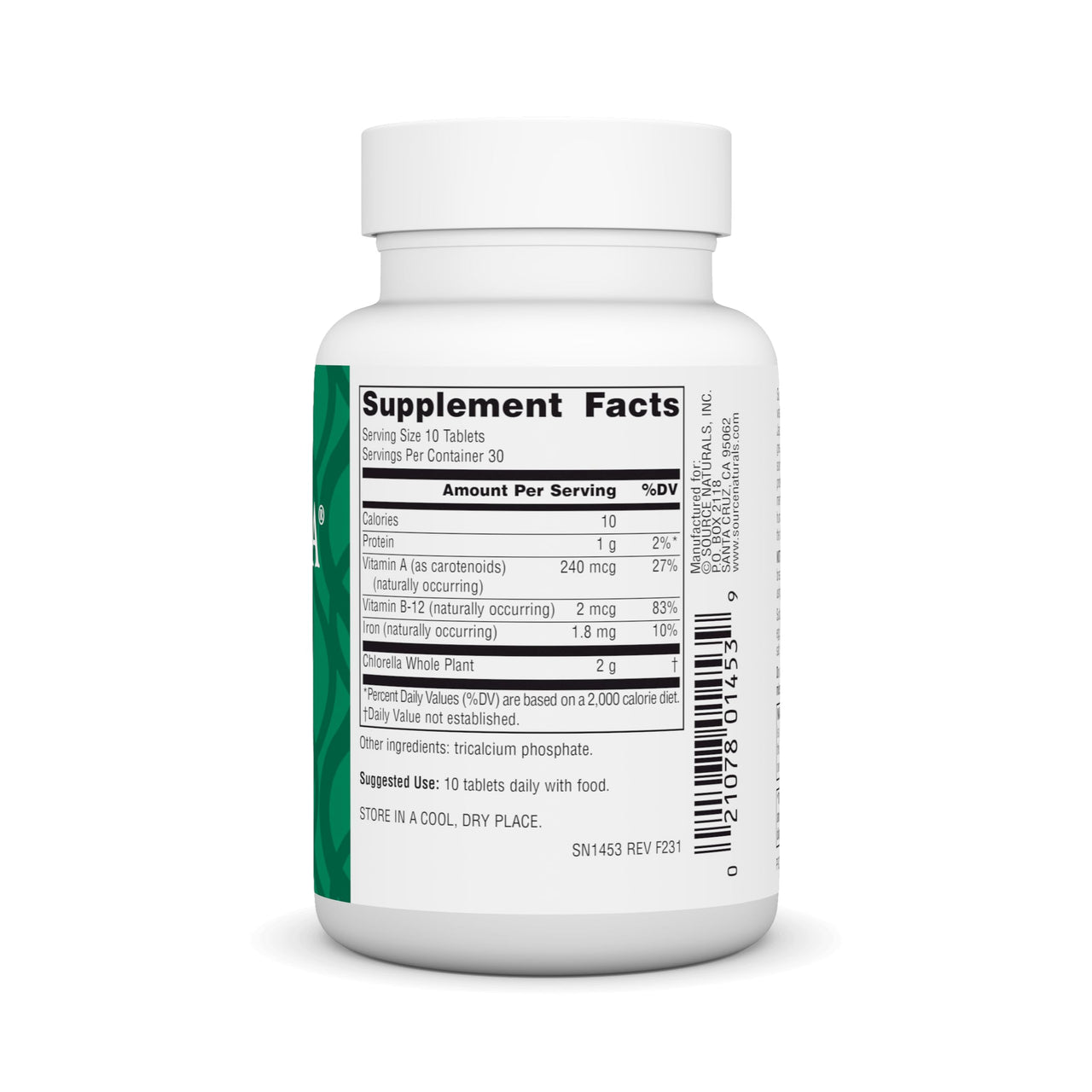 Source Naturals Yaeyama Chlorella 200 mg Green Superfood, Plant-Based B12-300 Tablets