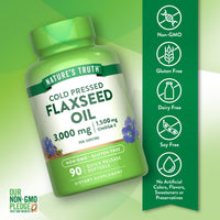 Thumbnail for Nature's Truth Flaxseed Oil Softgels | 90 Count | Cold Pressed, Non-GMO & Gluten Free Supplement