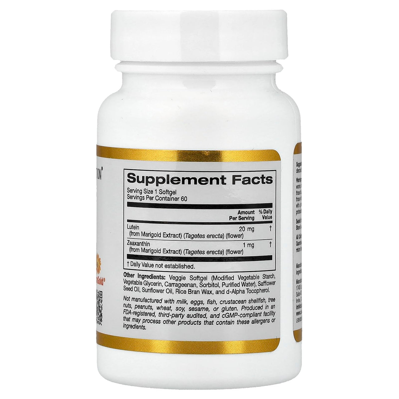 California Gold Nutrition Lutein with Zeaxanthin from Marigold Extract, 60 Veggie Softgels