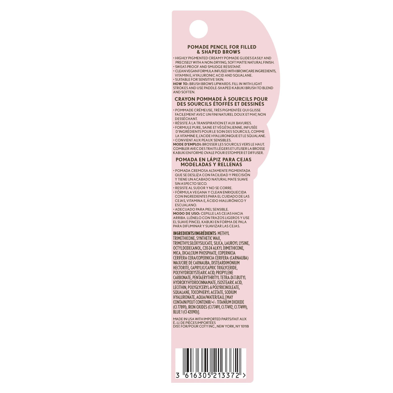 Covergirl Clean Fresh Brow Filler Pomade, 600 Dark Brown, Eyebrow Pencil, Ultra-Precise Tip, Creamy Formula, Highly Pigmented, Soft Matte Finish, Vegan Formula, 0.007oz