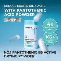 Thumbnail for numbuzin No.1 Powder | Pantothenic B5 Active Drying Powder | Spot Treatment Acne, Pantothenic Acid, Niacinamide, Madecassoside | Excess Oil Control, Flattens Cystic Acne, Breakouts | 0.24 oz.