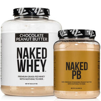 Thumbnail for NAKED Whey Chocolate Peanut Butter Protein Powder (52 Servings) + PB Powdered Peanut Butter 2LB (76 Servings) – Grass-Fed; Non-GMO; Gluten Free; Soy Free; Bulk