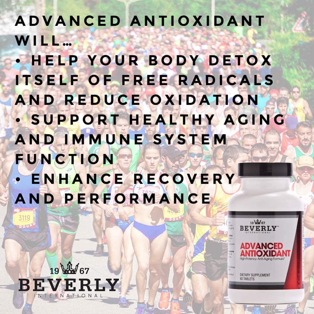 Beverly International Advanced Antioxidant, 60 Tablets. High Potency Anti-Aging Formula. Powered by Vitamins A, C, E, and Selenium. Combat Cell Oxidation.