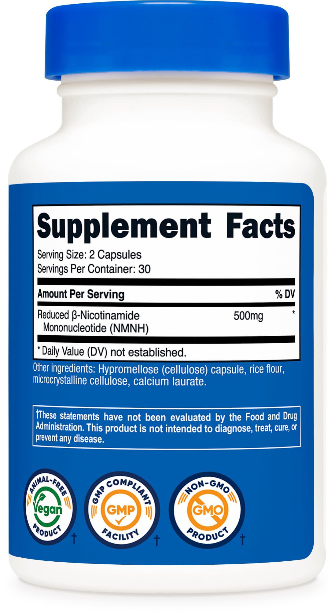 Nutricost NMNH Supplement (500mg) 60 Capsules - Reduced β-Nicotinamide Mononucleotide, Vegan, GMO-Free, Gluten-Free, 30 Servings