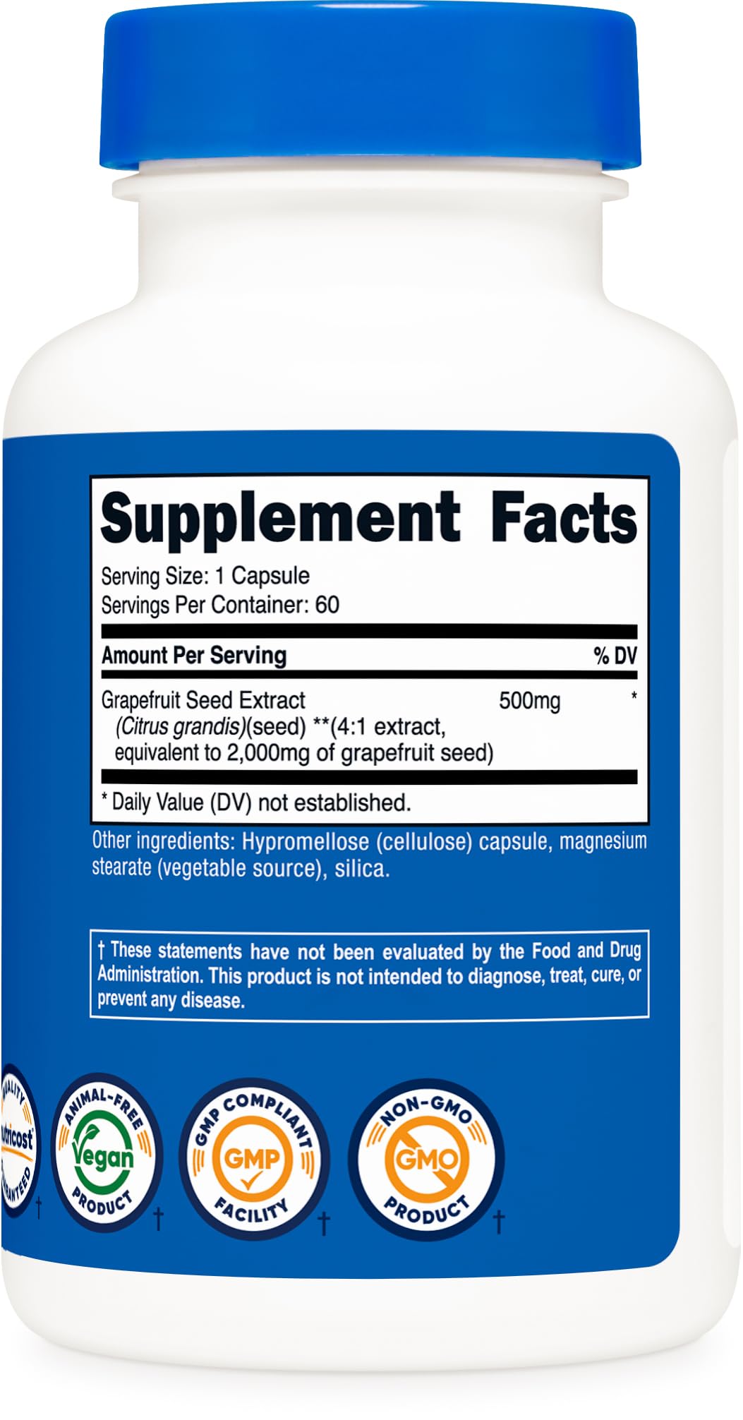 Nutricost Grapefruit Seed Extract 2,000mg Equivalent from 500mg of 4:1 Extract Per Serving, 60 Capsules for 60 Servings Per Bottle - Gluten Free and GMO Free