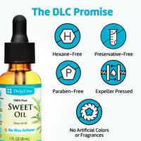 Thumbnail for De La Cruz 100% Pure Sweet Oil for Ears - All Natural Ear Wax Removal - 1 Fl Oz Dropper and 4 Fl Oz Refill Bundle