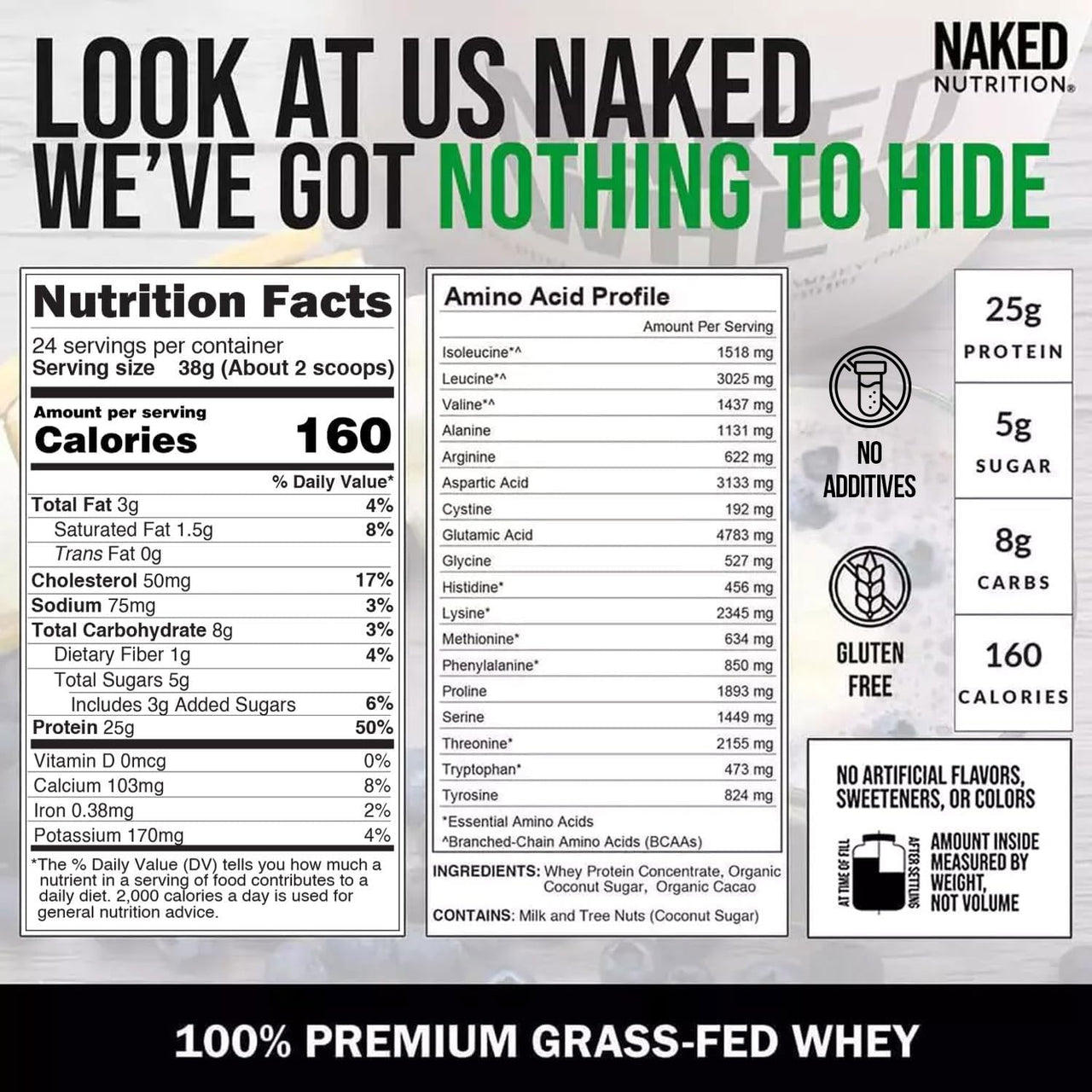 NAKED Whey Chocolate Protein Powder 24 Servings PB Powdered Peanut Butter 2LB (76 Servings) – Grass-Fed; Bulk; Vegan; Non-GMO; Gluten Free; Soy Free
