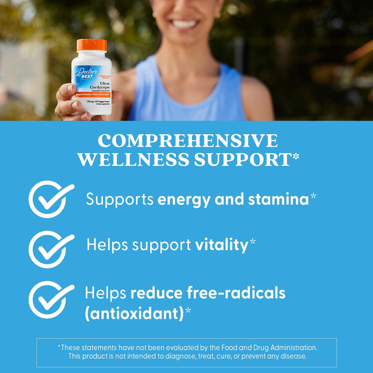 Doctors Best Ultra Cordyceps, Supports Stamina, Vitality & Immunity, Naturally Fermented Cordyceps, Vegan 60 Veggie Caps