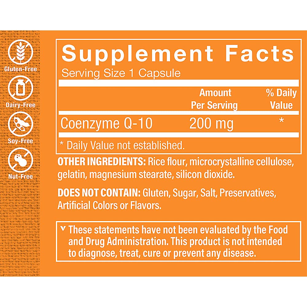 The Vitamin Shoppe CoQ-10 200mg Beneficial for Those Taking (60 Capsules)