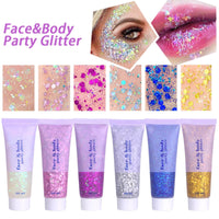 Thumbnail for MEICOLY Clear White Body Glitter,Singer Concerts Music Festival Rave Accessories,Mermaid Face Glitter Gel,Sequins Glitter Face Paint,Chunky Hair Sparkling Halloween Glitter Gel for Women,50ml