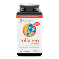 Thumbnail for Youtheory Collagen + Biotin - Advanced Collagen Supplement - with Hydrolyzed Peptides, Vitamin C & Vitamin B - Supports Hair Growth, Nail Health & Skin - 390 Tablets
