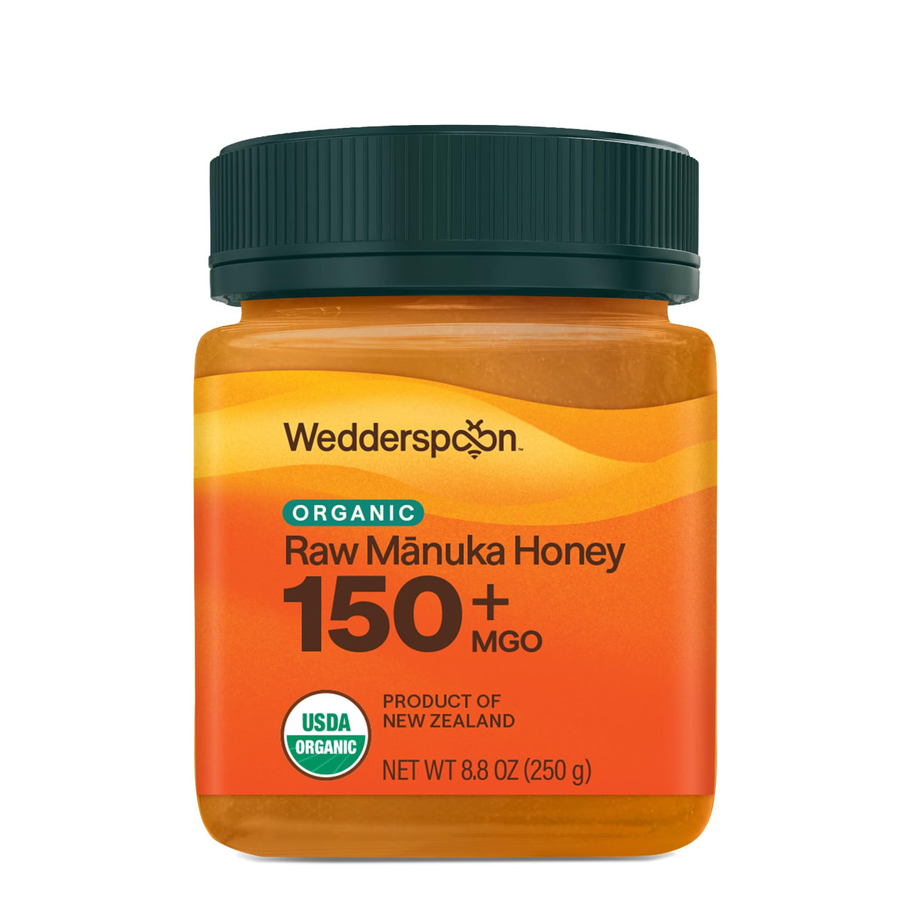Wedderspoon Organic Raw Manuka Honey 150+ MGO, 8.8 Oz, Unpasteurized New Zealand Honey, Non-GMO, BPA-Free Jar, Superfood & Natural Wellness Support
