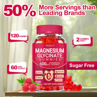 Thumbnail for Magnesium Glycinate Gummies 600mg, Sugar Free Magnesium Gummies for Adults, Chewable Potassium Supplements for Body Support, Zzz and Relaxation, 120 Count