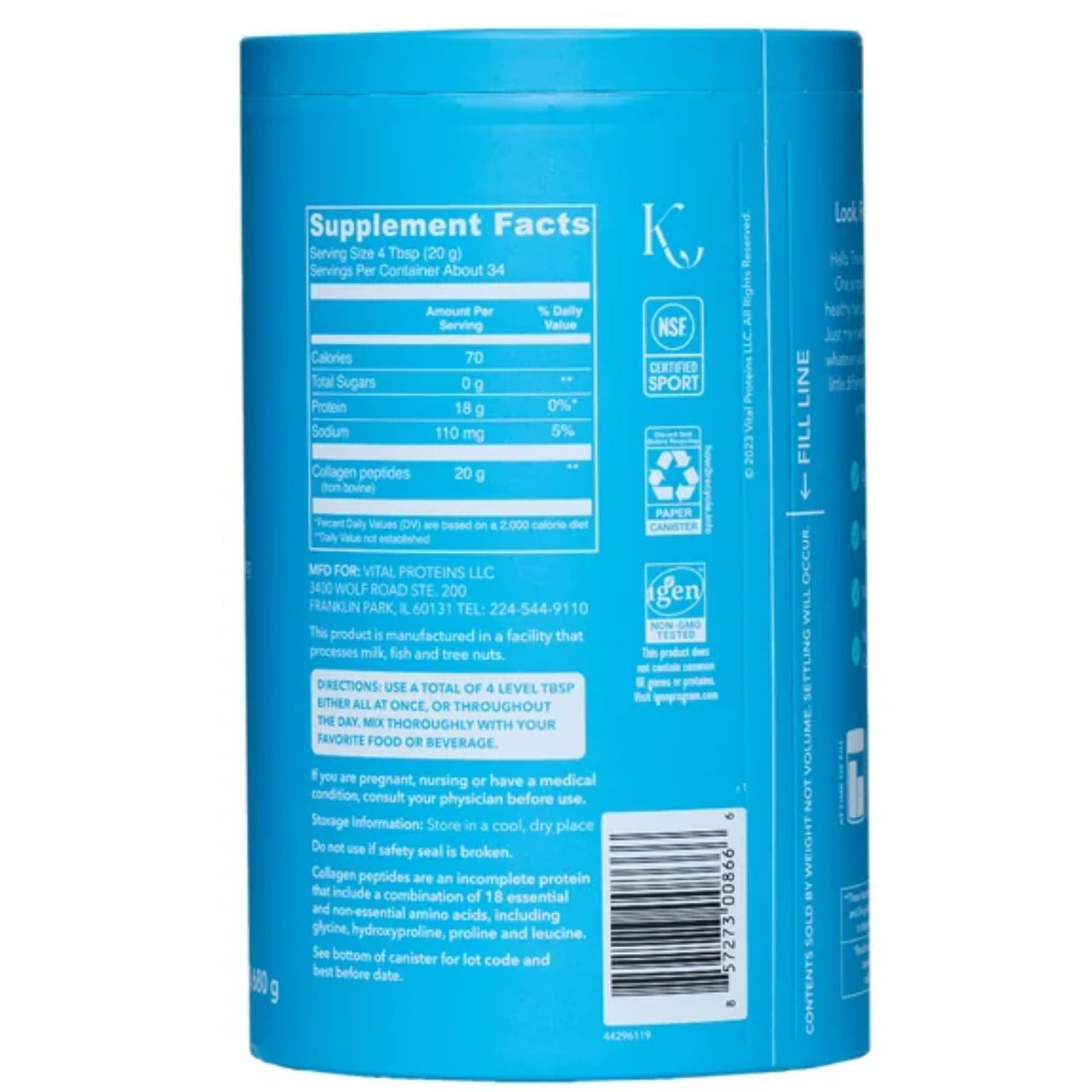 Vital Proteins Natural Whole Nutrition Collagen Peptides - Pasture Raised, Grass Fed, Paleo Friendly, Gluten Free, Single Ingredient - 24 Ounce