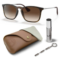 Thumbnail for Ray-Ban RB4187 CHRIS Square Shaped Non-Polarized Sunglasses for Men – Includes Official RAYBAN Eyewear Kit – Ideal Formal & Casual Wear Sunglasses – Brown Gradient Lens