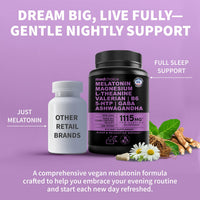 Thumbnail for 12-in-1 Melatonin Sleep Capsules - Natural Sleep Aids for Adults with Melatonin 5mg and Magnesium Glycinate 500mg, Sleep Aid with Ashwagandha, L Theanine, Valerian Root, GABA, 5-HTP (90ct, Pack of 1)
