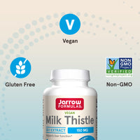 Thumbnail for Jarrow Formulas Milk Thistle 150 mg With 30:1 Standardized Silymarin Extract, Dietary Supplement for Liver Function Support, 200 Veggie Capsules, 66-200 Day Supply