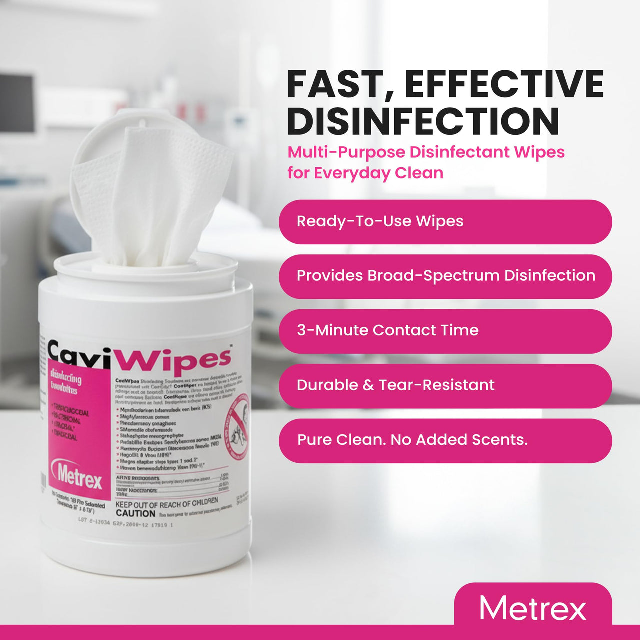 CaviWipes Disinfectant Wipes – Surface Disinfecting Wipes for Professional Cleaning in Healthcare & Laboratory Settings – 160 Count per Canister, 12 Canisters/Case