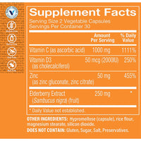 Thumbnail for The Vitamin Shoppe Immune Essentials - Vitamin C, Vitamin D3, Zinc & Sambucus Elderberry Extract (60 Capsules)